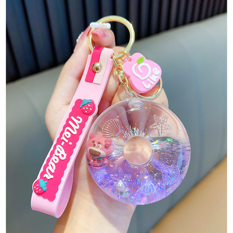 Wholesale Donut Liquid Quicksand Oil-infused Acrylic Keychain